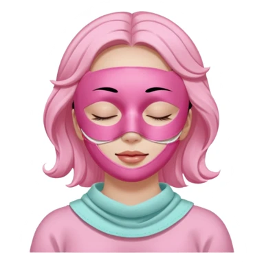 Lady with pink face mask spa beauty full face relaxing sticker