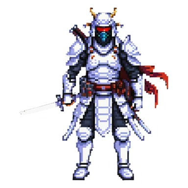 male cyborg samurai nomad with tech equipment sticker