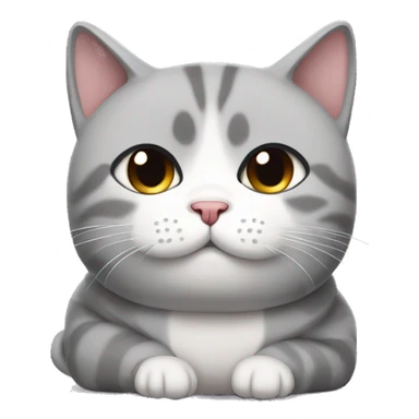 sad grey and white chubby exotic short hair cat sticker