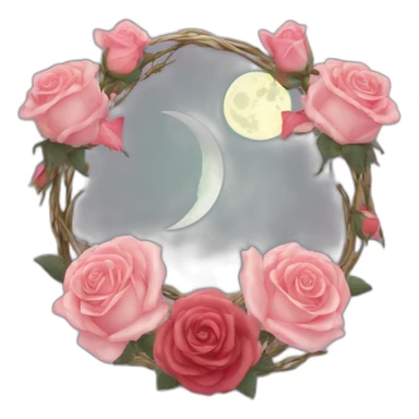 Wiccan triple moon with roses sticker