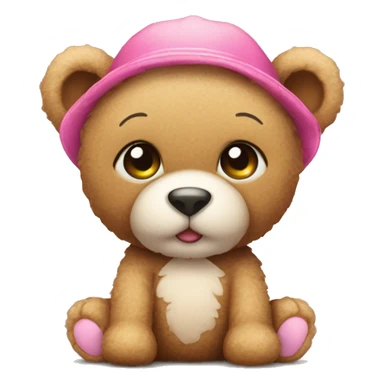 Cute teddy with a pink now sticker
