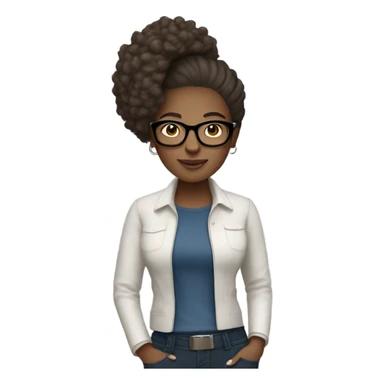 woman has a modern, minimalist look with natural hair, minimal makeup, and smart-casual outfits like jeans, blazers, and sneakers. She often wears a smartwatch or stylish glasses, balancing practicality and professionalism.






 sticker