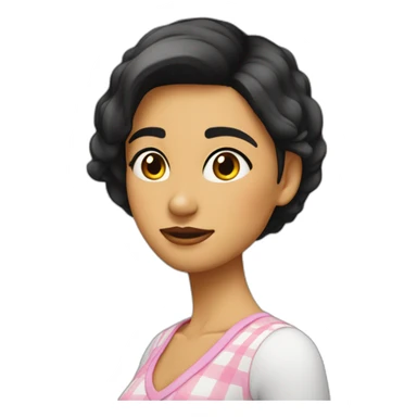 Chica morena con corte Bob y ojos achinados sticker