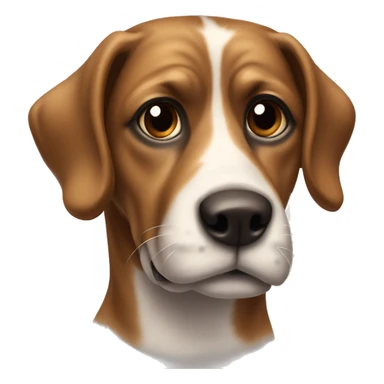 Dog both floppy ears and sides of face place white down center small black spots brown eyes sticker