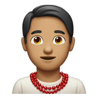 blind man with black hair praying hands red beads sticker