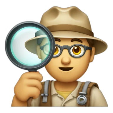 archaeologist searching with magnifying glass sticker