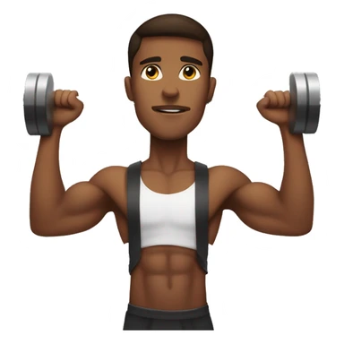 Young strong brown-skinned man lifting barbell sticker