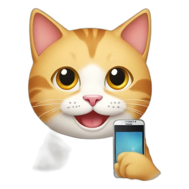Happy cat with smartphone sticker