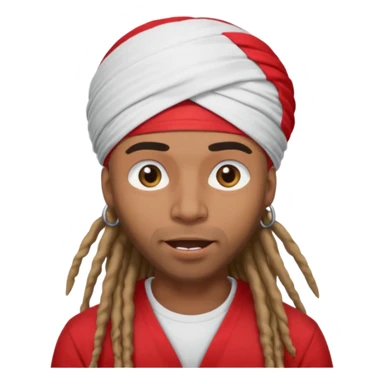 Brownskin man with long dreadlocks 
red t-shirt 
white turban 
in love eyes
his eyes mouth open  sticker
