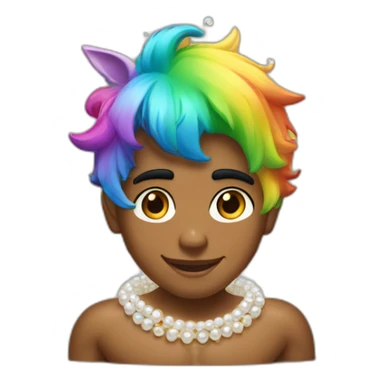 posh-muscle-boy-with-pearl-necklace-and-rainbow-unicorn-hair-in-golden-bathtub sticker