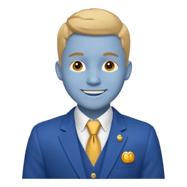 i need an image of a man named clyde who provides basic credit reports. wears a blue blazer with gold button and open necked white shirt  sticker