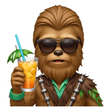 a wookiee wearing sunglasses drinking a tropical drink sticker