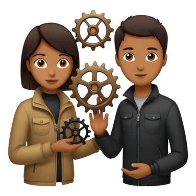 person silhouette handing a gear to another sticker