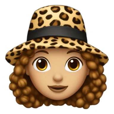 leopard print girl in hat Brown Hair sticker