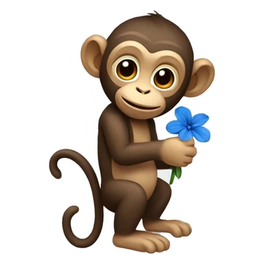 Monkey with a blue flower in its hand. sticker