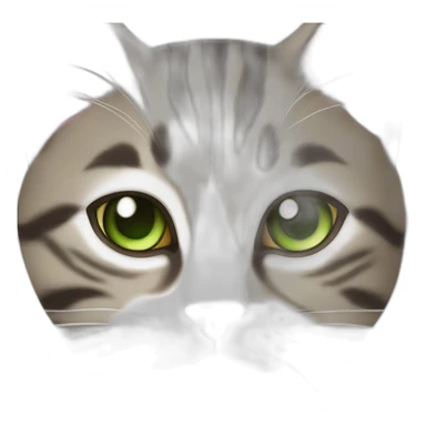 Dark Brown and white tabby cat with green eyes sticker