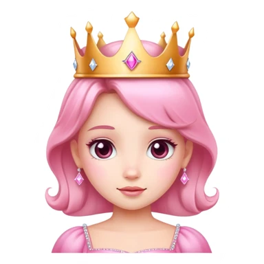 Cute pink princess with crown and sparkles sticker