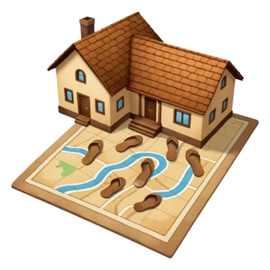 "Forty-two male footsteps moving across a map inside a house." sticker