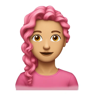 Cabelo rosa, ondulado, na altura dos ombros, olhos casanhos claros e pele parda sticker