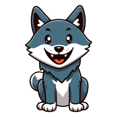 black wolf laughing sticker