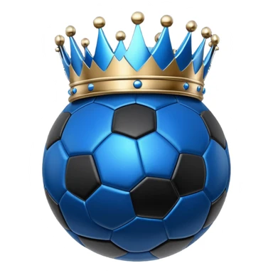Blue crown on black soccer ball sticker