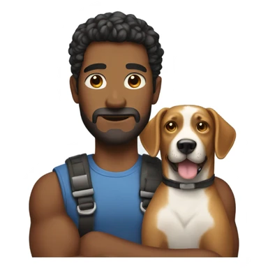 A man with big arms and a beautiful dog sticker