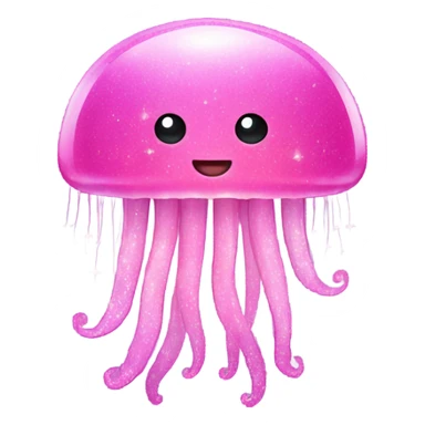 Pink long jellyfish with glistening glitter sticker