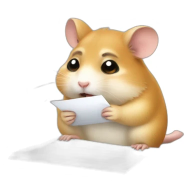 crying hamster writing a note sticker