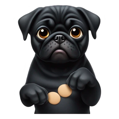 Black pug giving the thumbs down sign with paw sticker
