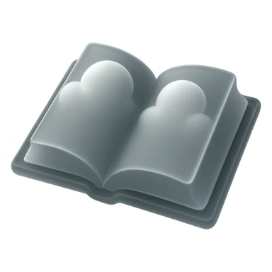 открытая книга с объемными облачными страницами, стиль matte glass sticker