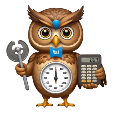 mascot owl holding money and weight scale  sticker