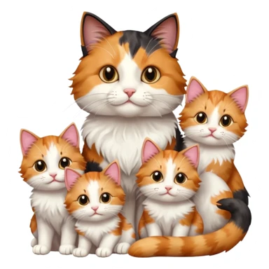 a mom cat with her 5 baby kittens sticker
