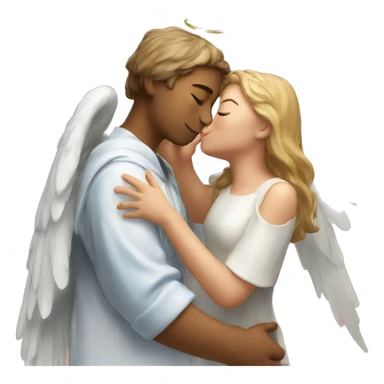 A cat kissing an angel sticker