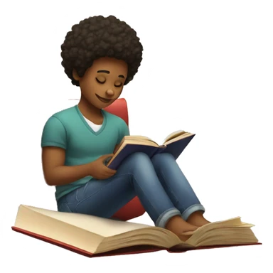 Crea un emoji de un joven afroamericano leyendo un libro  sticker