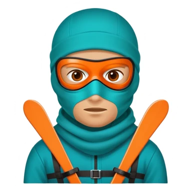 sinister-looking robber with teal and orange ski mask sticker