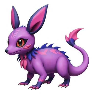 Rare exotic cute epic aesthetic Salandit-Eevee-Noibat-species-Fakemon-hybrid-creature, with markings, full body sticker