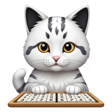 cat playing sudoku sticker