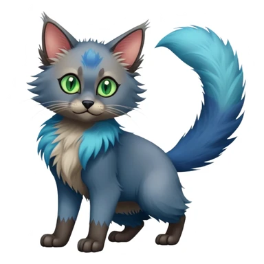 Colorful exotic Fantasy-Ragdoll-Fakémon-Lykoi-feline-hybrid (full body) sticker