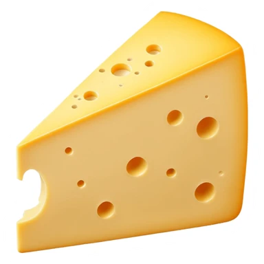 A wedge of yellow cheese with a single round hole and a thin cut slice leaning forward. sticker
