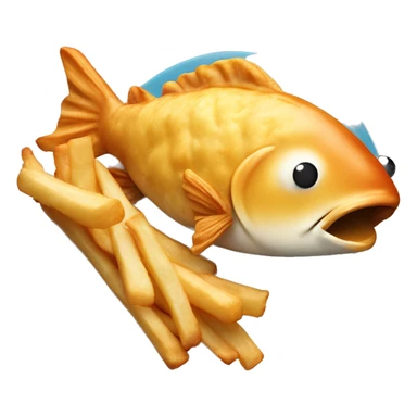 Fish and chip style fish in a teacake sticker