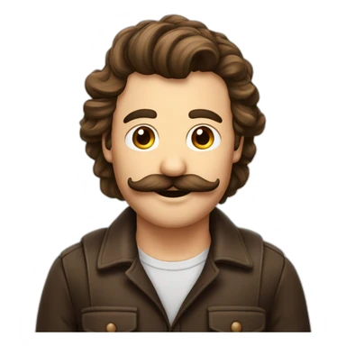 homme moustache carré, et choiffure de côté brun foncé sticker