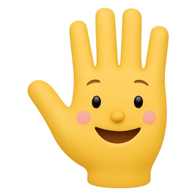 Make the eyes and fingers smaller, keep the hand waving and smiling, preserve transparent background. The style is a cartoonish character with a transparent background. sticker