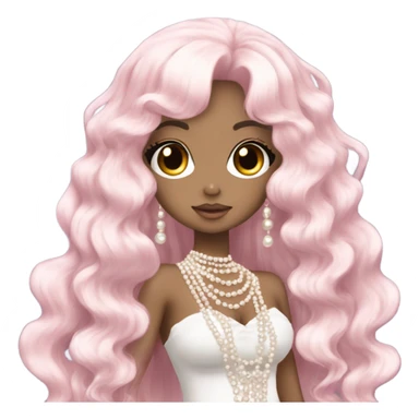 mermaid hime gyaru girl, dark hair, with pearls sticker