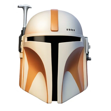 Pastel orange and white colored Mandalorian helmet with antenna sticker