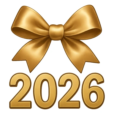 new year 2026 bow ,remove background sticker