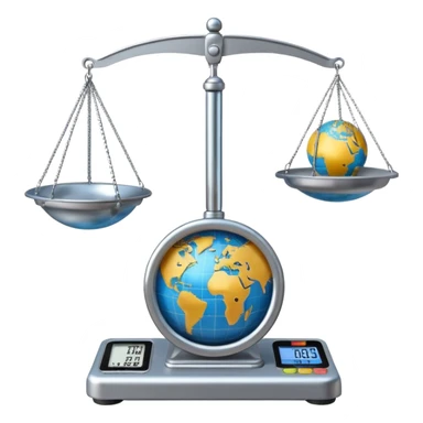 A globe on a weighing scale sticker