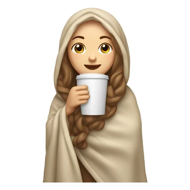 white girl inside a blanket sipping coffee eyes closed sticker
