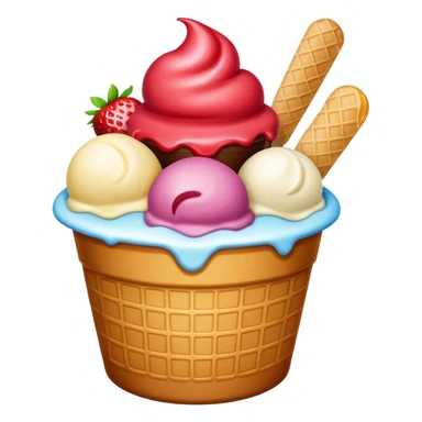 Very big ice cream in tub lots of scoops different flavours sticker