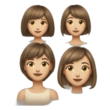 A woman with a short bob haircut and a little girl with a short bob and blunt bangs are standing together. sticker