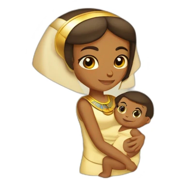 Egyptian female pharaon with a baby, tanned skim sticker